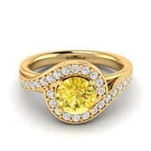 Yellow Sapphire Yellow Gold Halo Engagement Ring Marigold