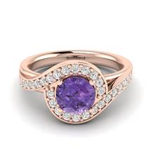 Amethyst Rose Gold Halo Engagement Ring Marigold