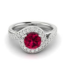 Created Diamond Halo Paves on this White Gold Ruby Ring