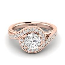 White Sapphire Rose Gold Halo Engagement Ring Marigold