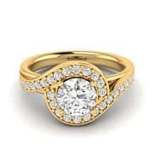 White Sapphire Yellow Gold Halo Engagement Ring Marigold
