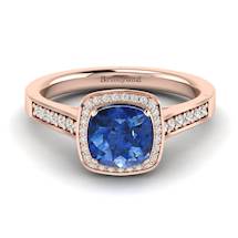 Blue Sapphire Rose Gold Cushion Cut Engagement Ring Arcadia