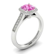 Pink Sapphire White Gold Cushion Cut Engagement Ring Arcadia