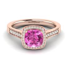 Pink Sapphire Rose Gold Cushion Cut Engagement Ring Arcadia