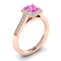 Pink Sapphire Rose Gold Cushion Cut Engagement Ring Arcadia