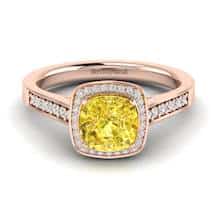 Yellow Sapphire Rose Gold Cushion Cut Engagement Ring Arcadia