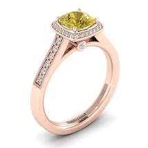 Yellow Sapphire Rose Gold Cushion Cut Engagement Ring Arcadia