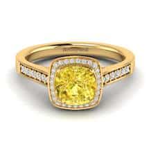 Yellow Sapphire Yellow Gold Cushion Cut Engagement Ring Arcadia