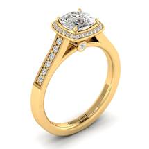 Diamond Yellow Gold Cushion Cut Engagement Ring Arcadia
