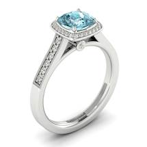 Aquamarine White Gold Cushion Cut Engagement Ring Arcadia