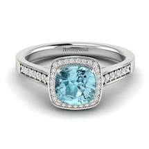Aquamarine White Gold Cushion Cut Engagement Ring Arcadia