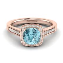 Cushion Cut Engagement Ring Arcadia Aquamarine Rose Gold   