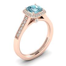 Cushion Cut Engagement Ring Arcadia Aquamarine Rose Gold   