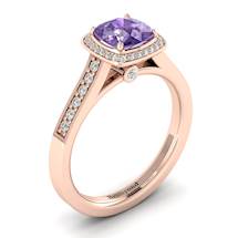 Amethyst Rose Gold Cushion Cut Engagement Ring Arcadia