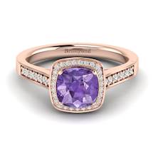 Amethyst Rose Gold Cushion Cut Engagement Ring Arcadia