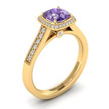 Amethyst Yellow Gold Cushion Cut Engagement Ring Arcadia