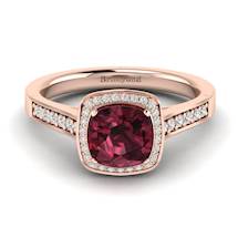 Garnet Ring Rose Gold Cushion Cut Arcadia