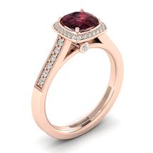 Garnet Ring Rose Gold Cushion Cut Arcadia