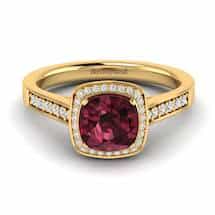 Garnet Ring Yellow Gold Cushion Cut Arcadia