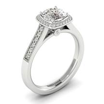 White Sapphire White Gold Cushion Cut Engagement Ring Arcadia