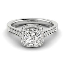 White Sapphire White Gold Cushion Cut Engagement Ring Arcadia