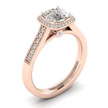 Diamond Accented Cushion Cut White Sapphire Engagement Ring Arcadia