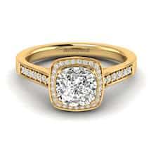 White Sapphire Yellow Gold Cushion Cut Engagement Ring Arcadia