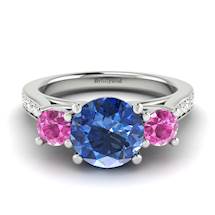 Blue Sapphire White Gold Colour Accented Engagement Ring Paradise