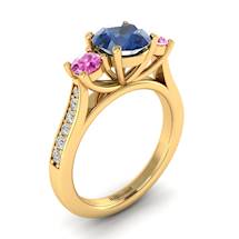 Blue Sapphire Yellow Gold Colour Accented Engagement Ring Paradise