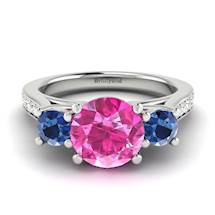 Pink Sapphire White Gold Colour Accented Engagement Ring Paradise