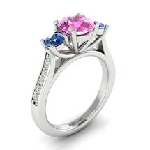 Pink Sapphire White Gold Colour Accented Engagement Ring Paradise