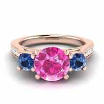 Pink Sapphire Rose Gold Colour Accented Engagement Ring Paradise