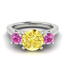 Yellow Sapphire White Gold Colour Accented Engagement Ring Paradise