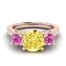 Yellow Sapphire Rose Gold Colour Accented Engagement Ring Paradise