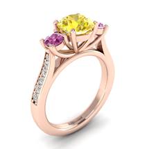 Yellow Sapphire Rose Gold Colour Accented Engagement Ring Paradise