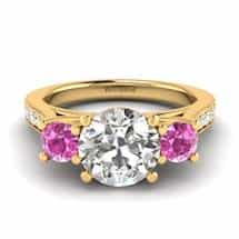 Diamond Yellow Gold Colour Accented Engagement Ring Paradise