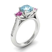 Aquamarine White Gold Colour Accented Engagement Ring Paradise