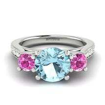 Aquamarine White Gold Colour Accented Engagement Ring Paradise