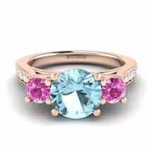 Aquamarine Rose Gold Colour Accented Engagement Ring Paradise