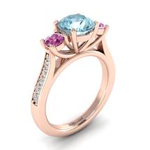 Aquamarine Rose Gold Colour Accented Engagement Ring Paradise