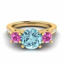 Aquamarine Yellow Gold Colour Accented Engagement Ring Paradise