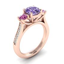 Amethyst Rose Gold Colour Accented Engagement Ring Paradise