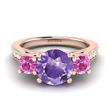 Amethyst Rose Gold Colour Accented Engagement Ring Paradise
