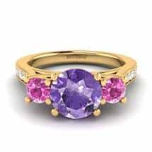 Amethyst Yellow Gold Colour Accented Engagement Ring Paradise