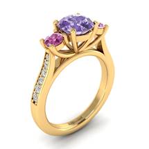 Amethyst Yellow Gold Colour Accented Engagement Ring Paradise