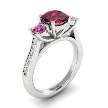 Garnet Ring White Gold Colour Accented Paradise