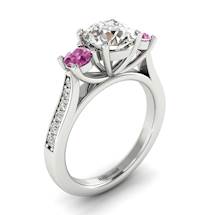 White Sapphire White Gold Colour Accented Engagement Ring Paradise