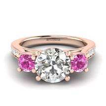 White Sapphire Rose Gold Colour Accented Engagement Ring Paradise