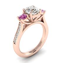 White Sapphire Rose Gold Colour Accented Engagement Ring Paradise