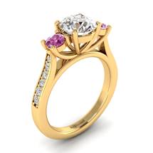 White Sapphire Yellow Gold Colour Accented Engagement Ring Paradise